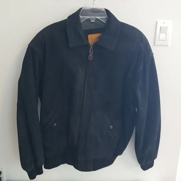 TIMBERLAND Vintage Weatherproof Suede Leather Bomber Black Large - Picture 1 of 12